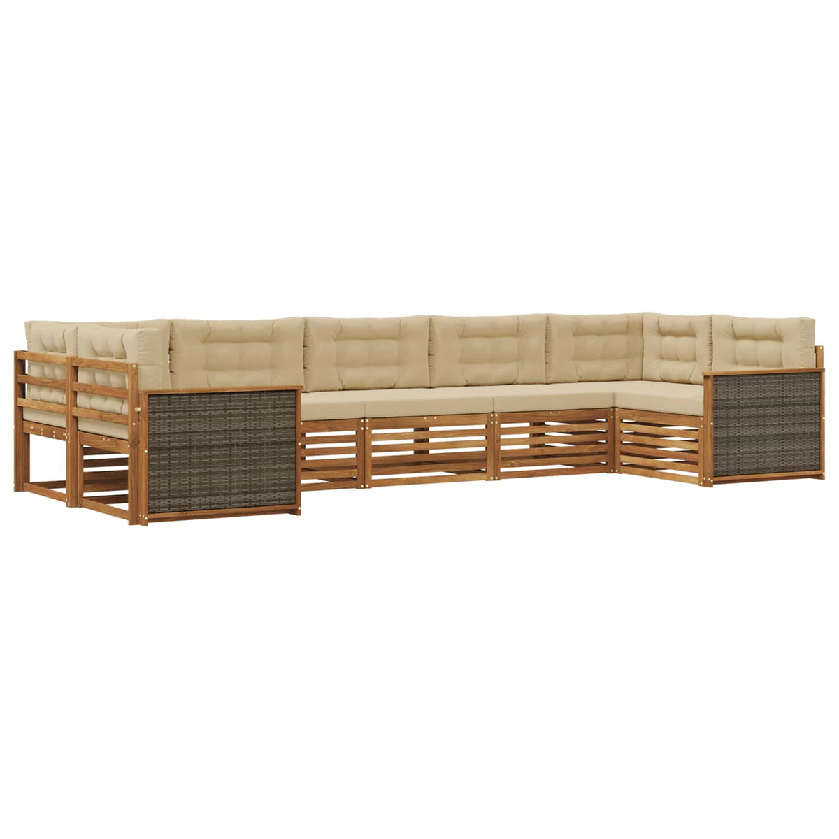 Set vanjskih sofa 7 kom. Prirodna i bež Čvrsto drvo akacije