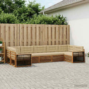 Set vanjskih sofa 7 kom. Prirodna i bež Čvrsto drvo akacije