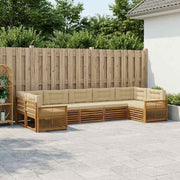 Set vanjskih sofa 7 kom. Prirodna i bež Čvrsto drvo akacije