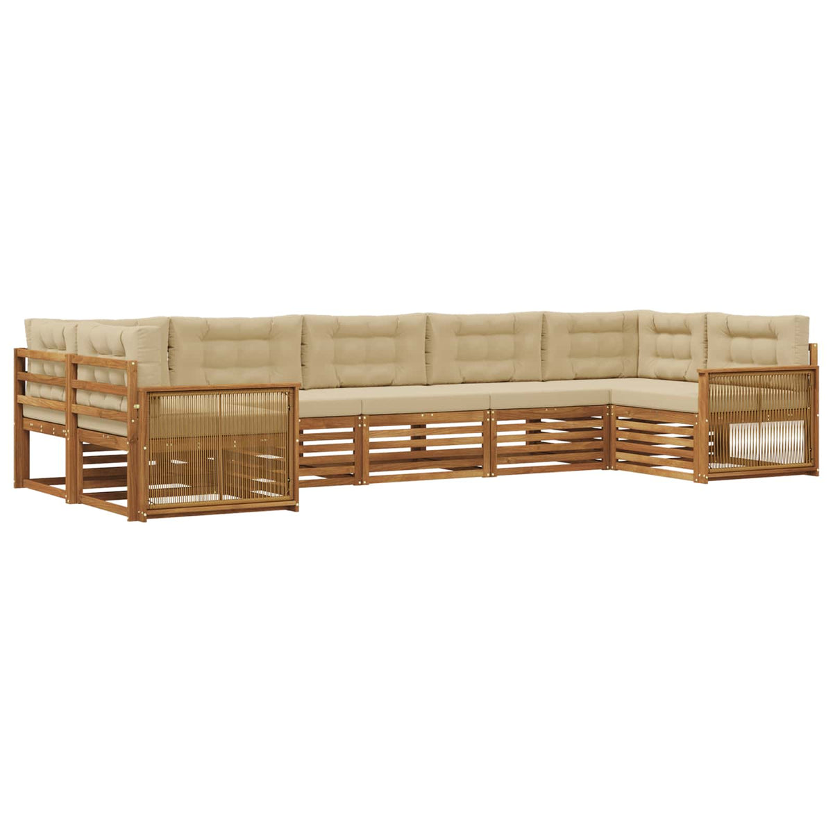 Set vanjskih sofa 7 kom. Prirodna i bež Čvrsto drvo akacije