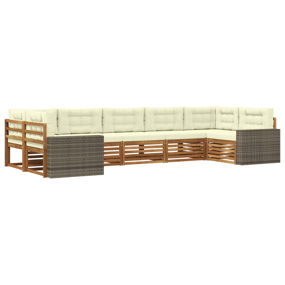Set vanjskih sofa 7 kom. Prirodna i krem Čvrsto drvo akacije