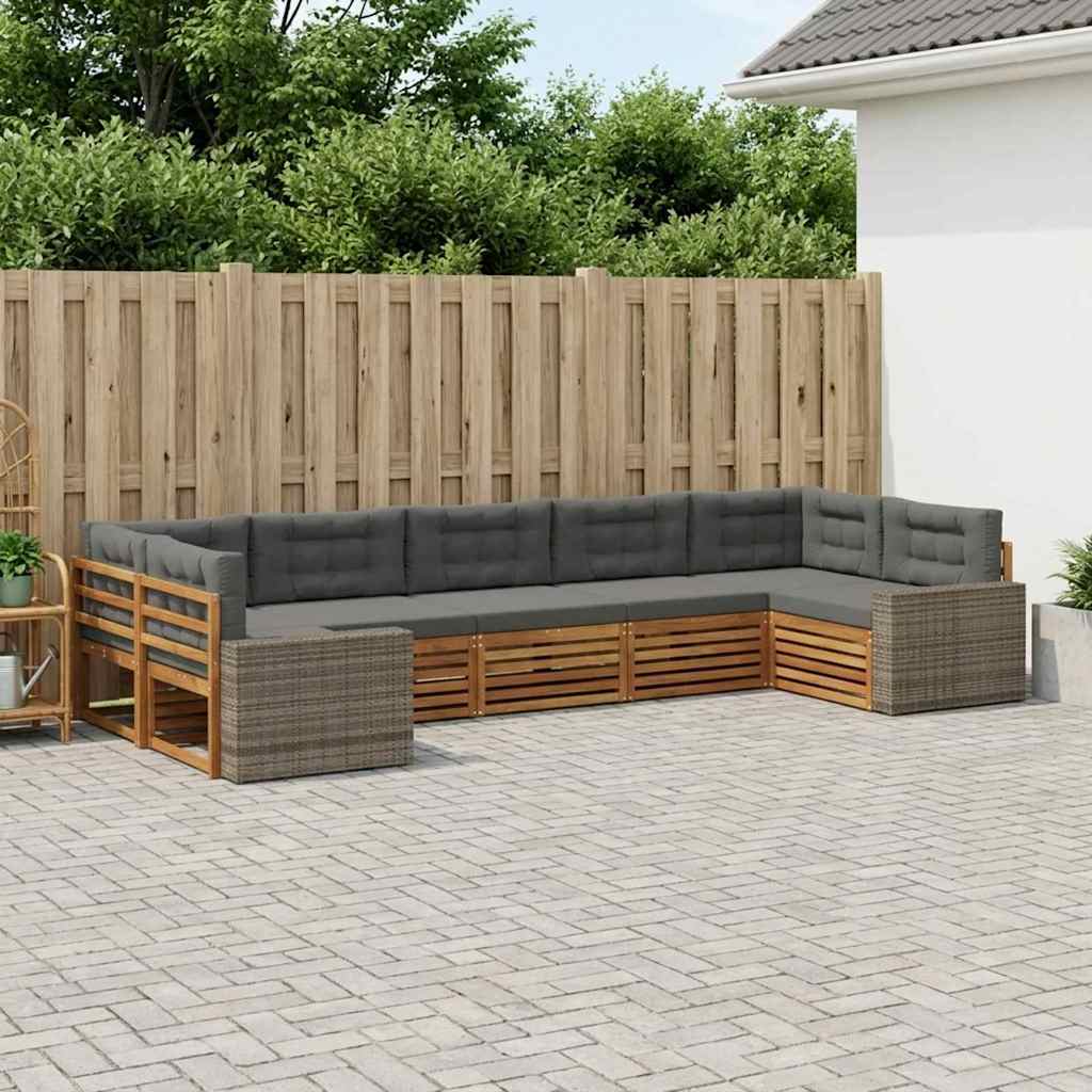 Set vanjskih sofa 7 kom. Prirodna i antracit