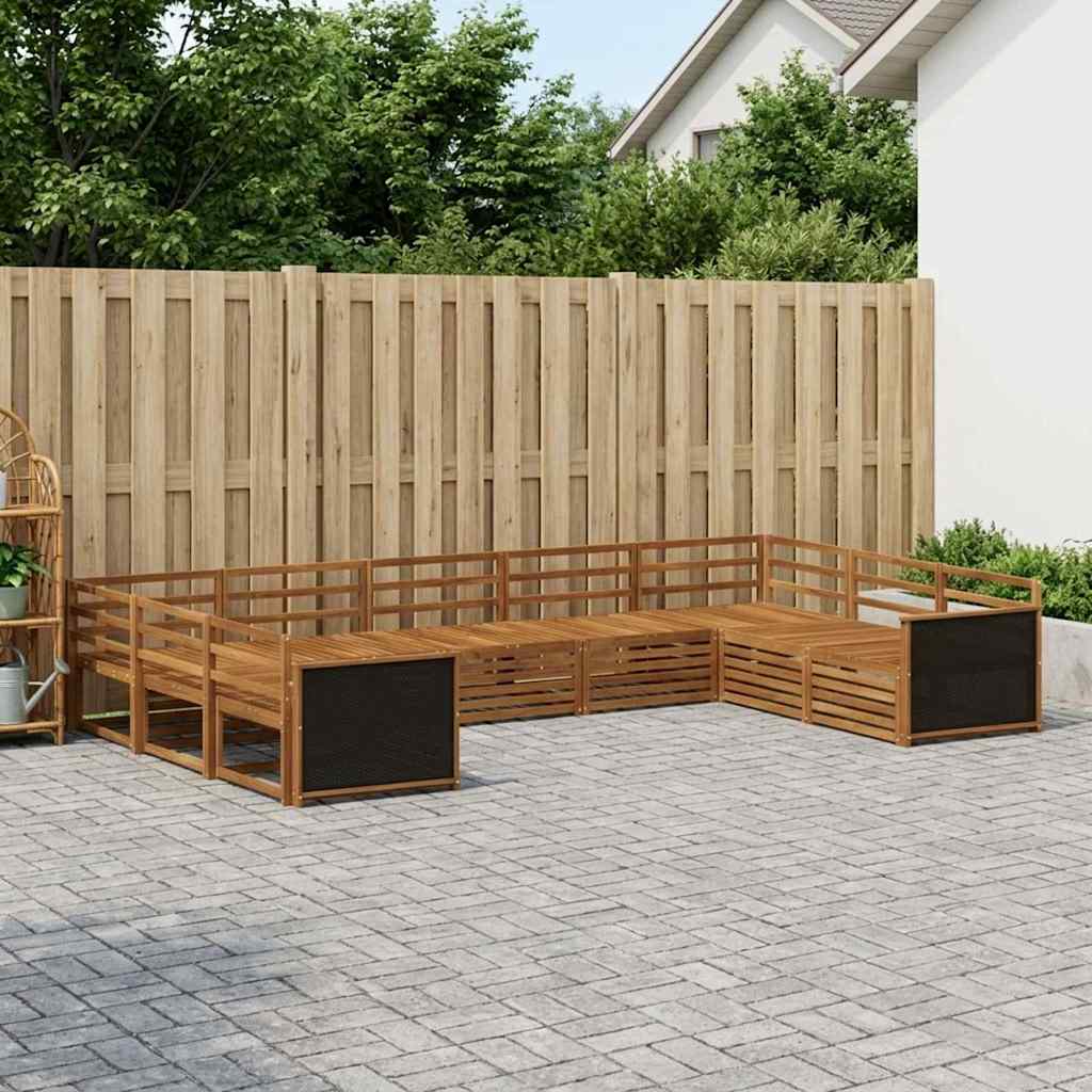 Set vanjskih sofa 9 kom. Prirodna Čvrsto drvo akacije Smeđa