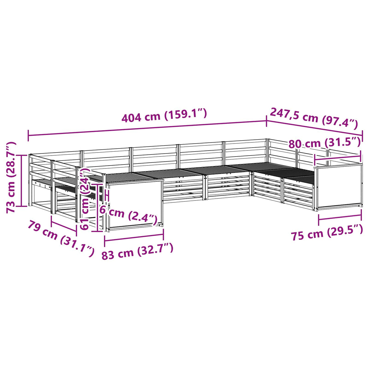 Set vanjskih sofa 9 kom. Prirodna Čvrsto drvo akacije Smeđa