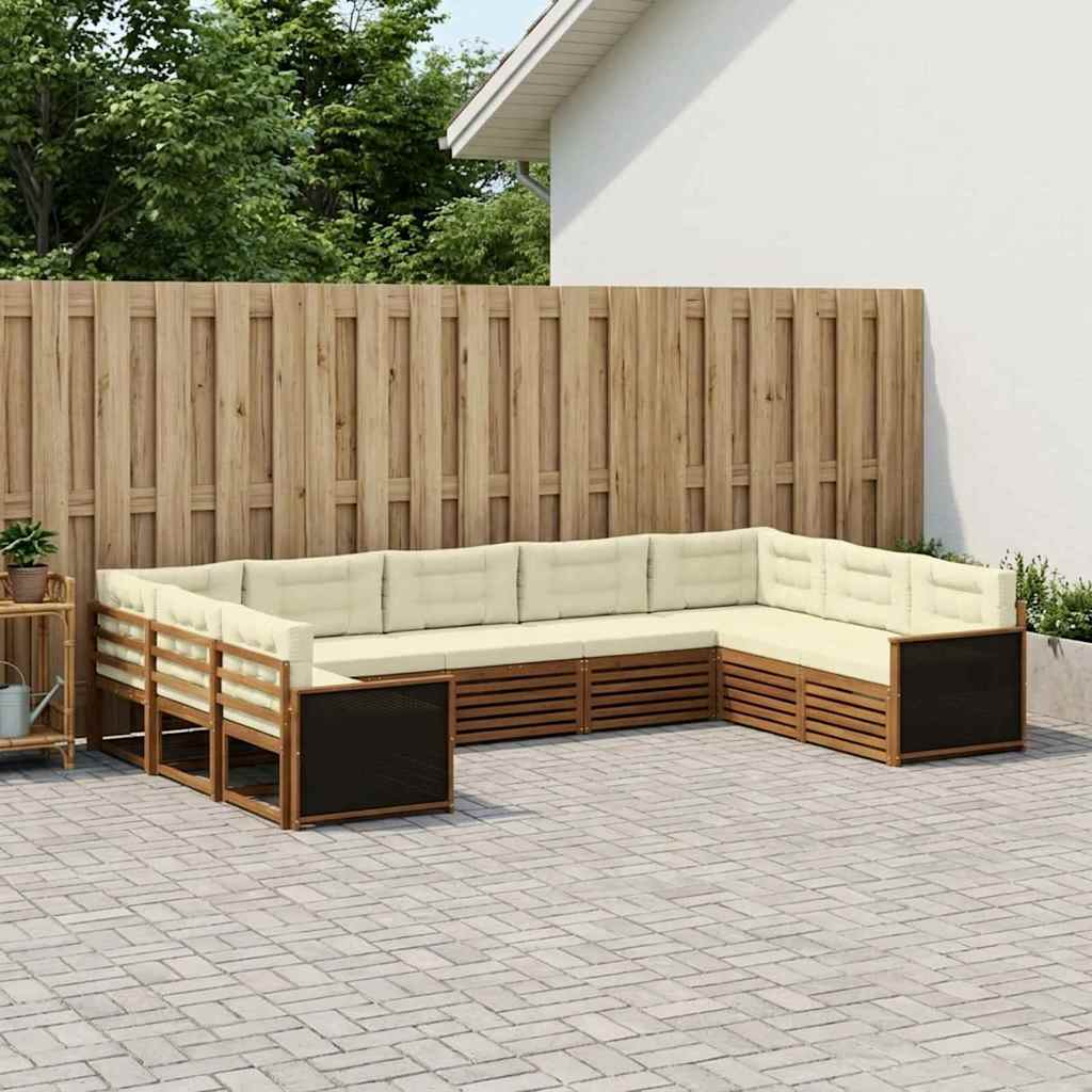 Set vanjskih sofa 9 pcs Prirodna i krem Čvrsto drvo akacije