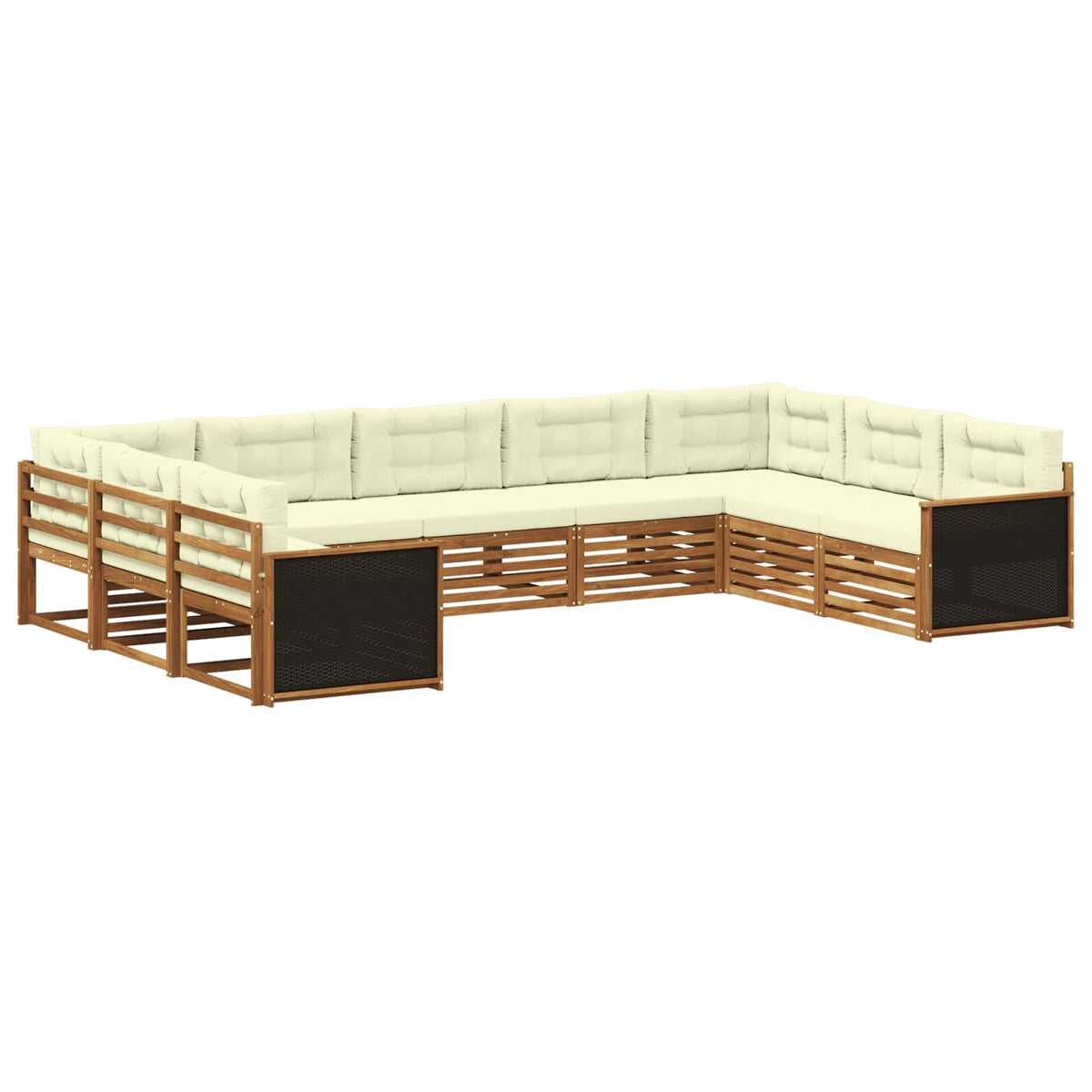 Set vanjskih sofa 9 pcs Prirodna i krem Čvrsto drvo akacije