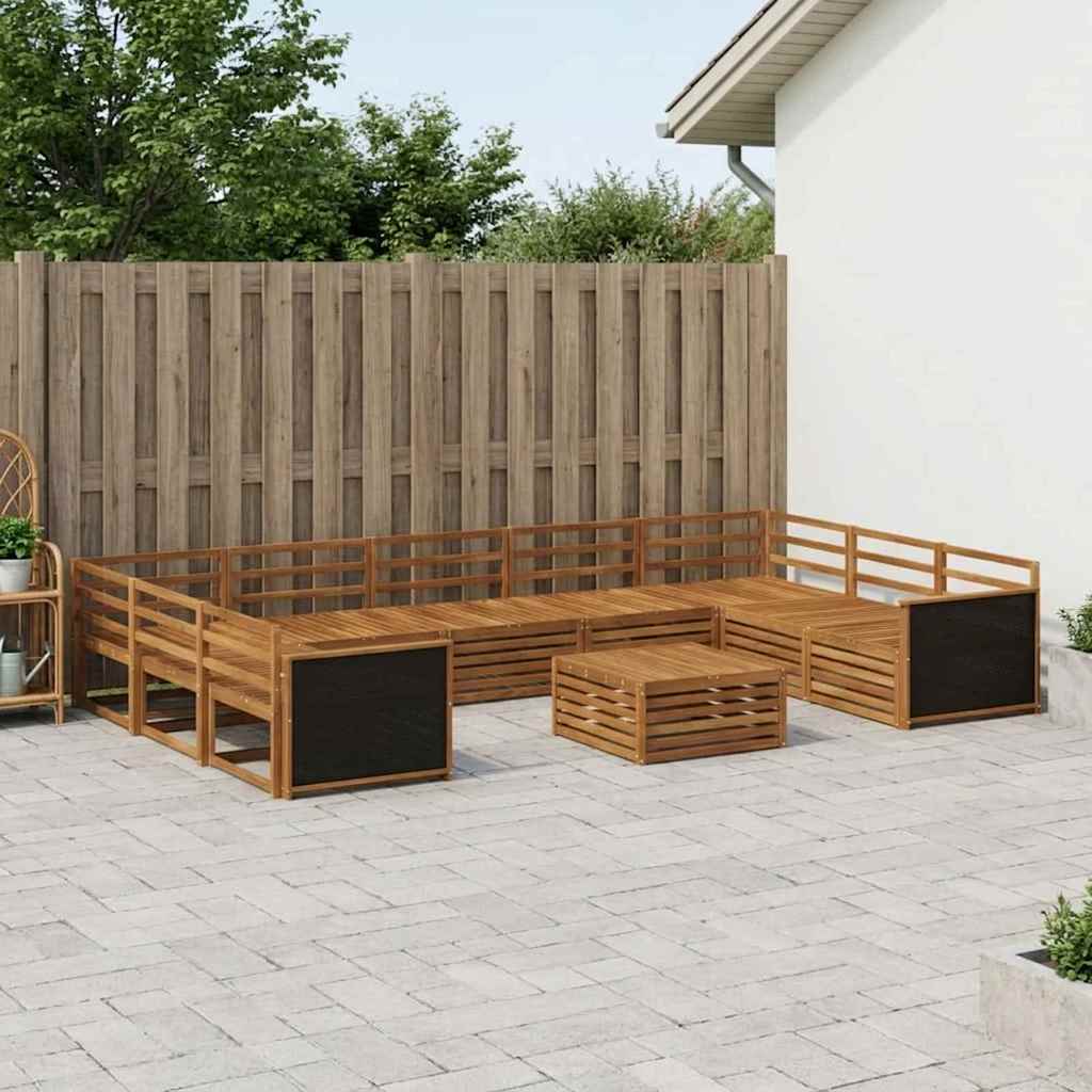 Set vanjskih sofa 10 pcs Prirodna Čvrsto drvo akacije