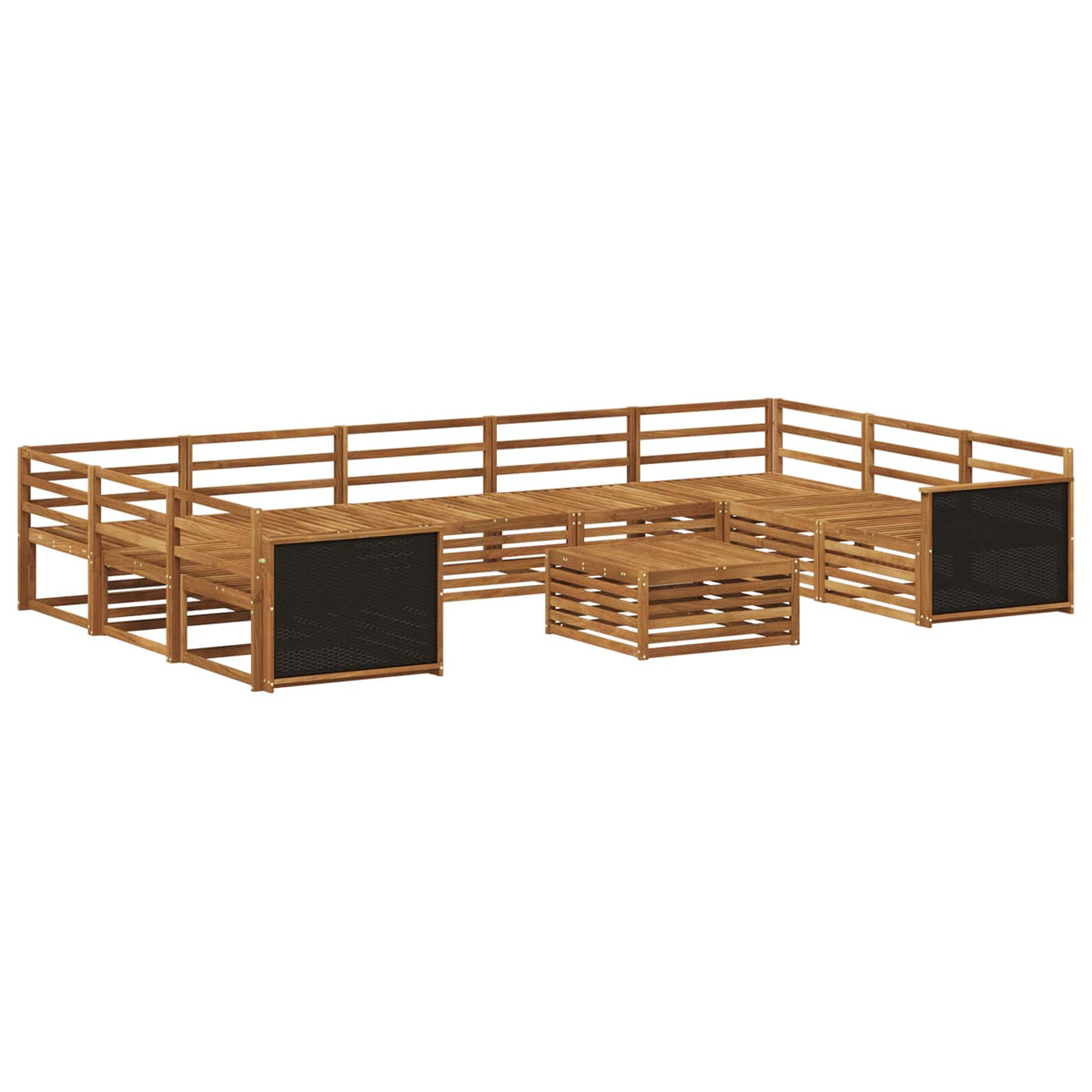 Set vanjskih sofa 10 pcs Prirodna Čvrsto drvo akacije