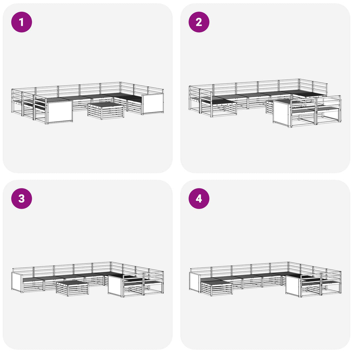 Set vanjskih sofa 10 pcs Prirodna Čvrsto drvo akacije