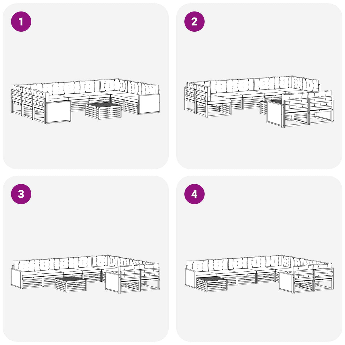 Set vanjskih sofa 10 kom. Prirodna i krem Čvrsto drvo akacije Smeđa
