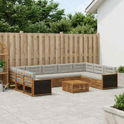 Set vanjskih sofa 10 kom. Prirodna i svjetlosiva Smeđa