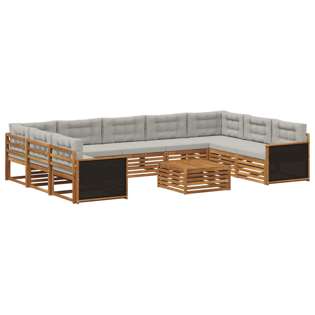 Set vanjskih sofa 10 kom. Prirodna i svjetlosiva Smeđa