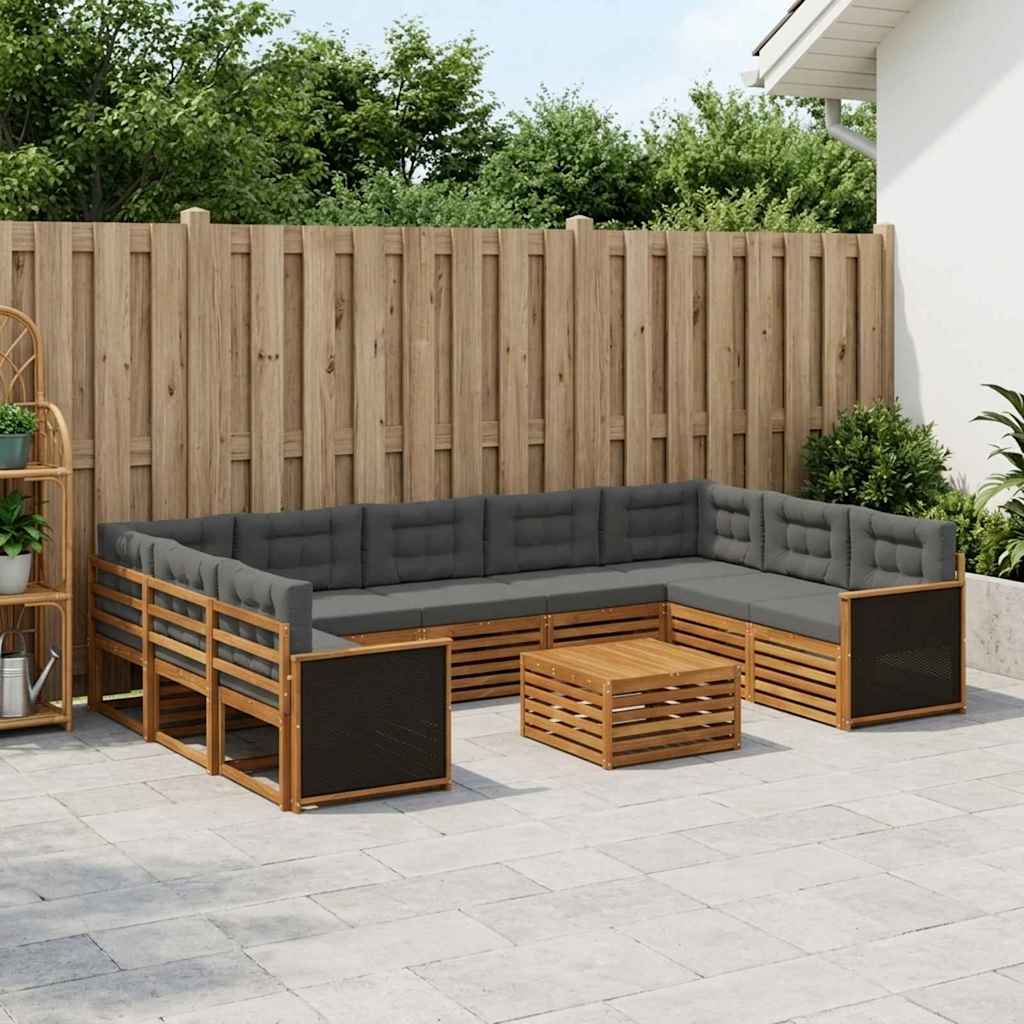 Set vanjskih sofa 10 kom. Prirodna i antracit Smeđa