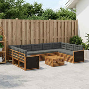 Set vanjskih sofa 10 kom. Prirodna i antracit Smeđa