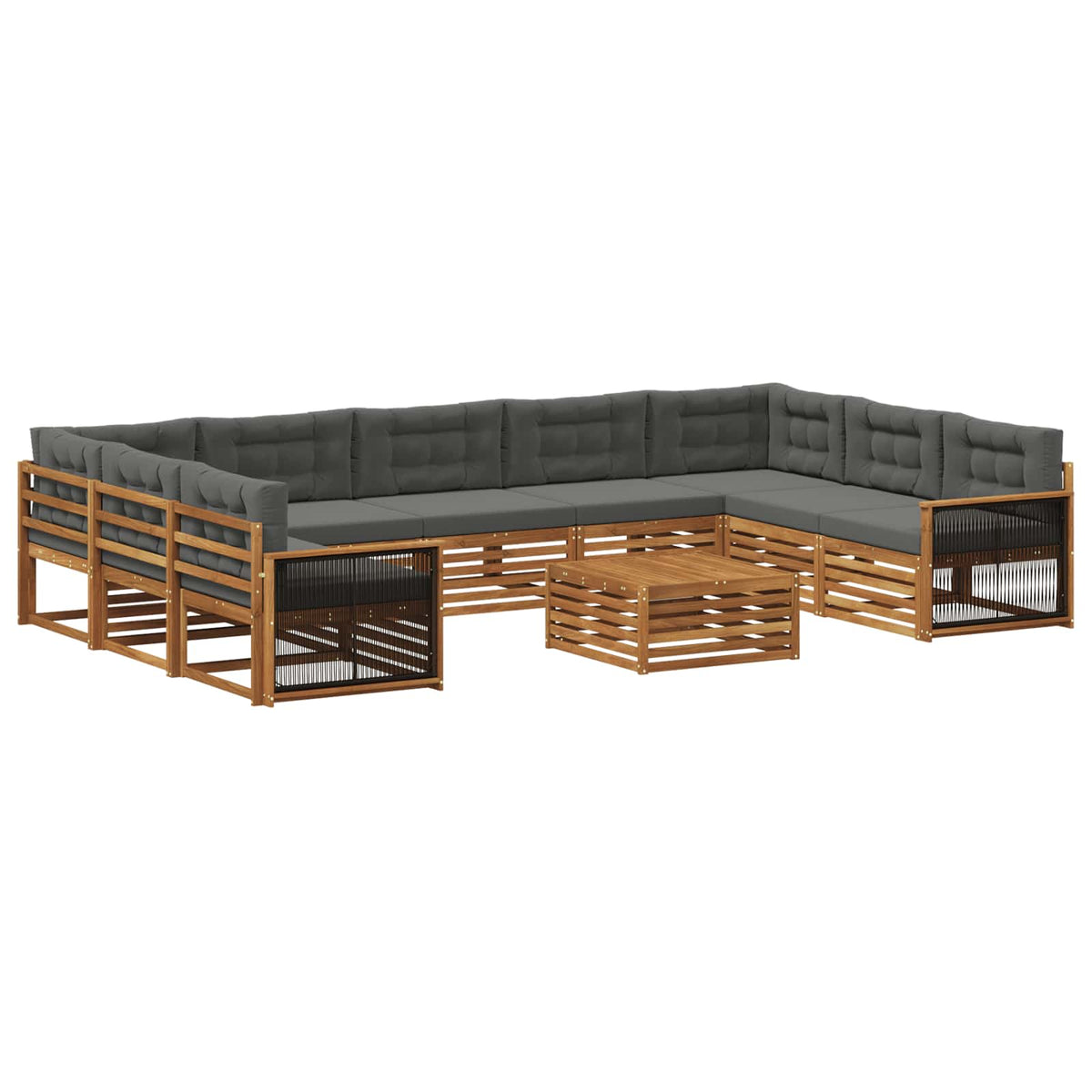 Set vanjskih sofa 10 kom. Prirodna i antracit