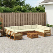 Set vanjskih sofa 10 kom. Prirodna i krem Čvrsto drvo akacije