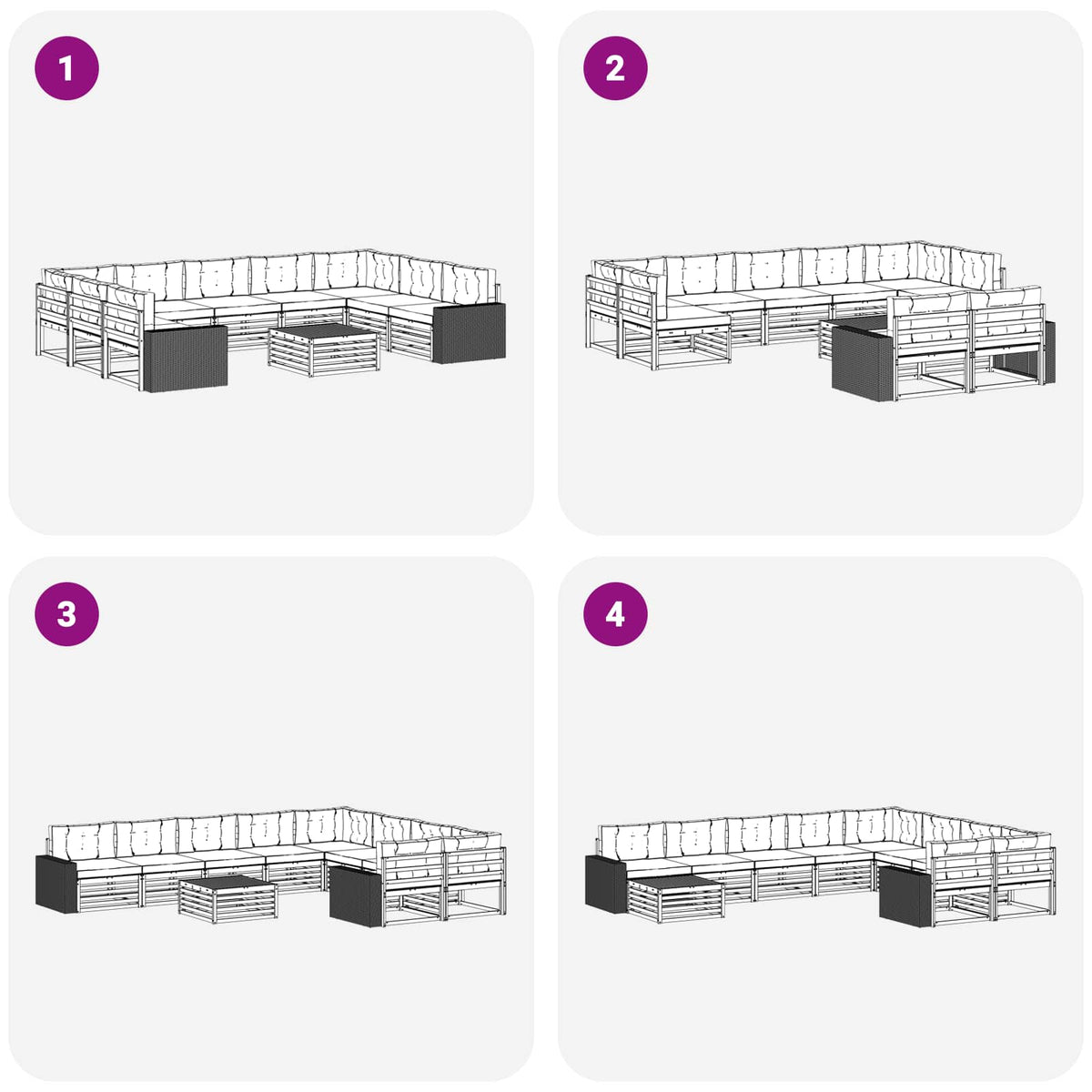 Set vanjskih sofa 10 kom. Prirodna i krem Čvrsto drvo akacije