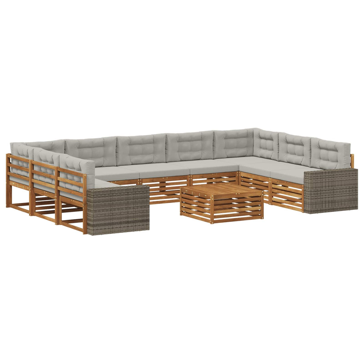 Set vanjskih sofa 10 kom. Prirodna i svjetlosiva