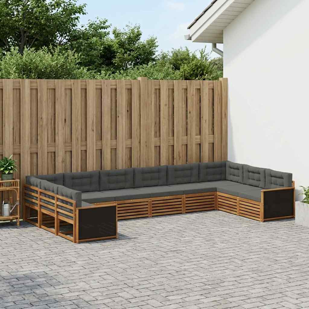 Setovi sofa s jastukom 10 pcs Čvrsto drvo akacije
