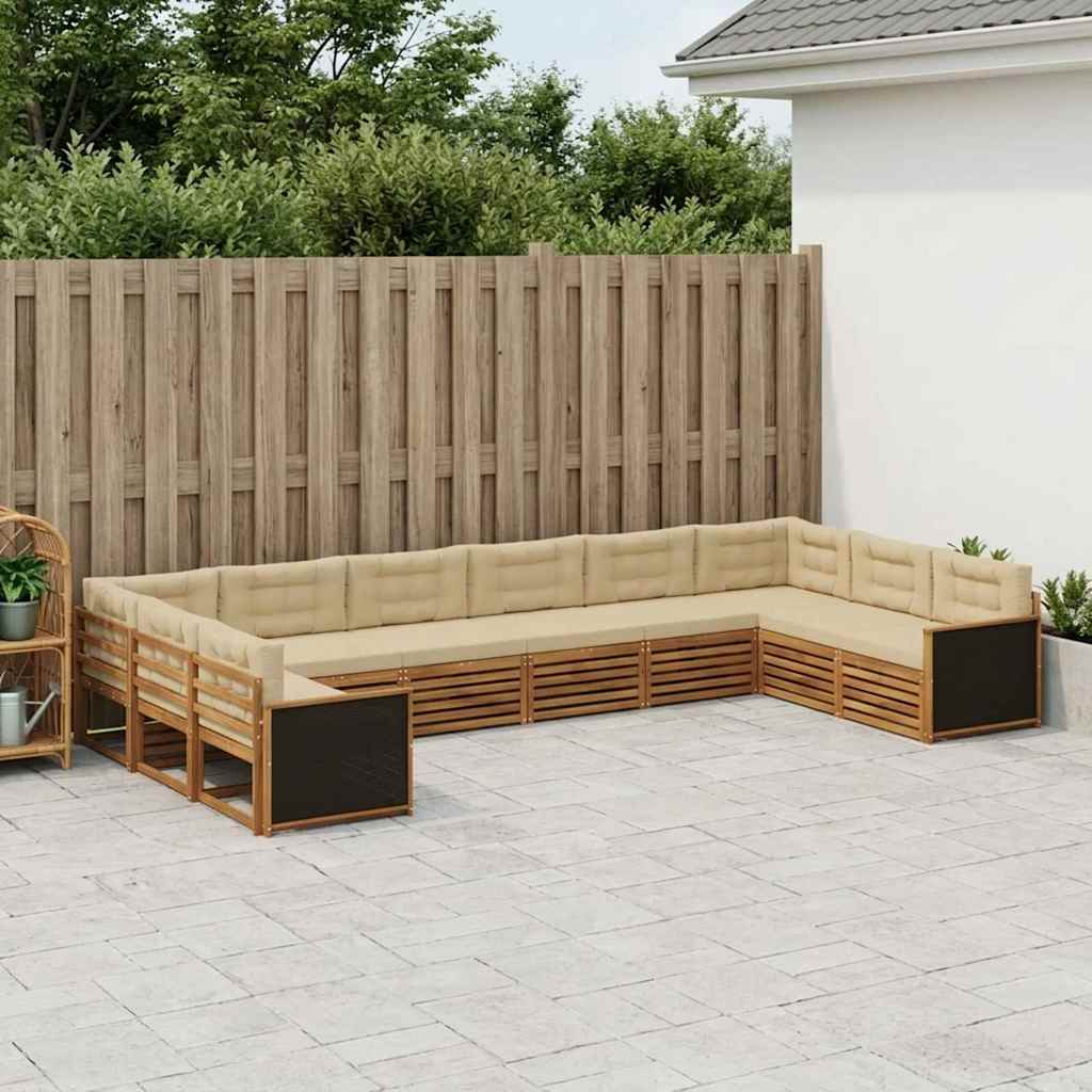 Setovi sofa s jastukom 10 pcs Čvrsto drvo akacije