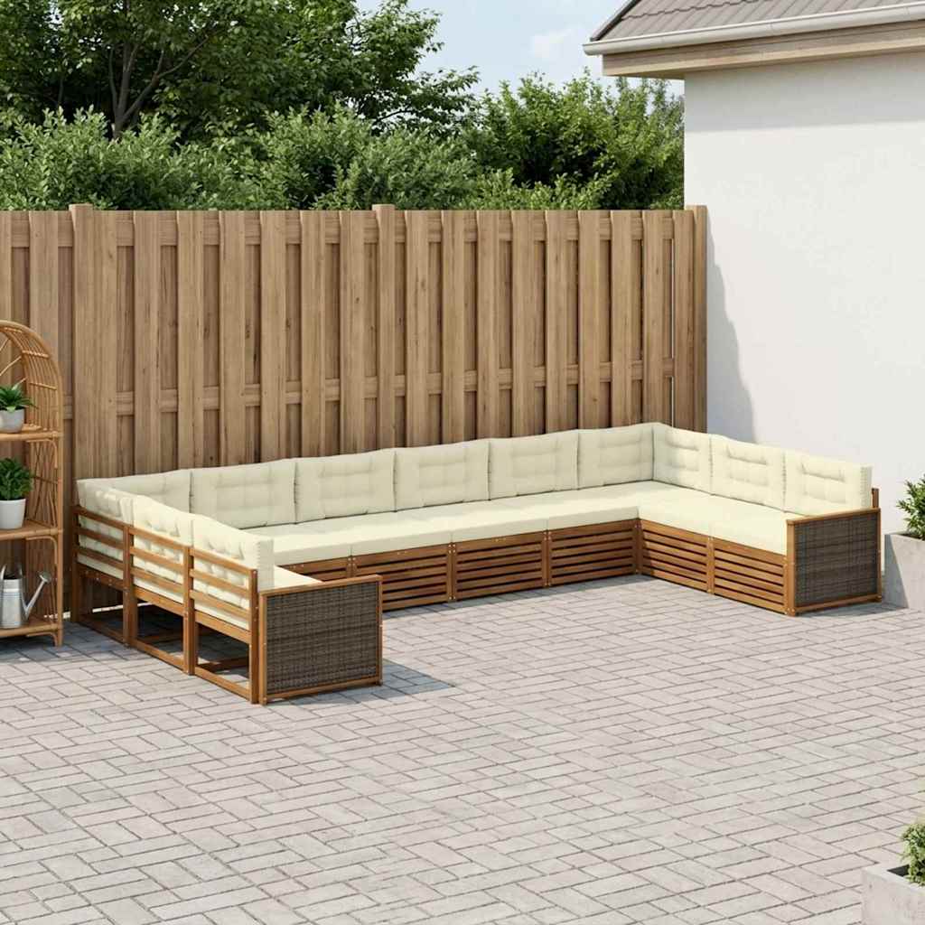 Setovi sofa s jastukom 10 pcs Čvrsto drvo akacije