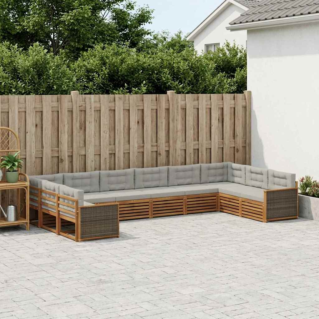 Setovi sofa s jastukom 10 pcs Čvrsto drvo akacije