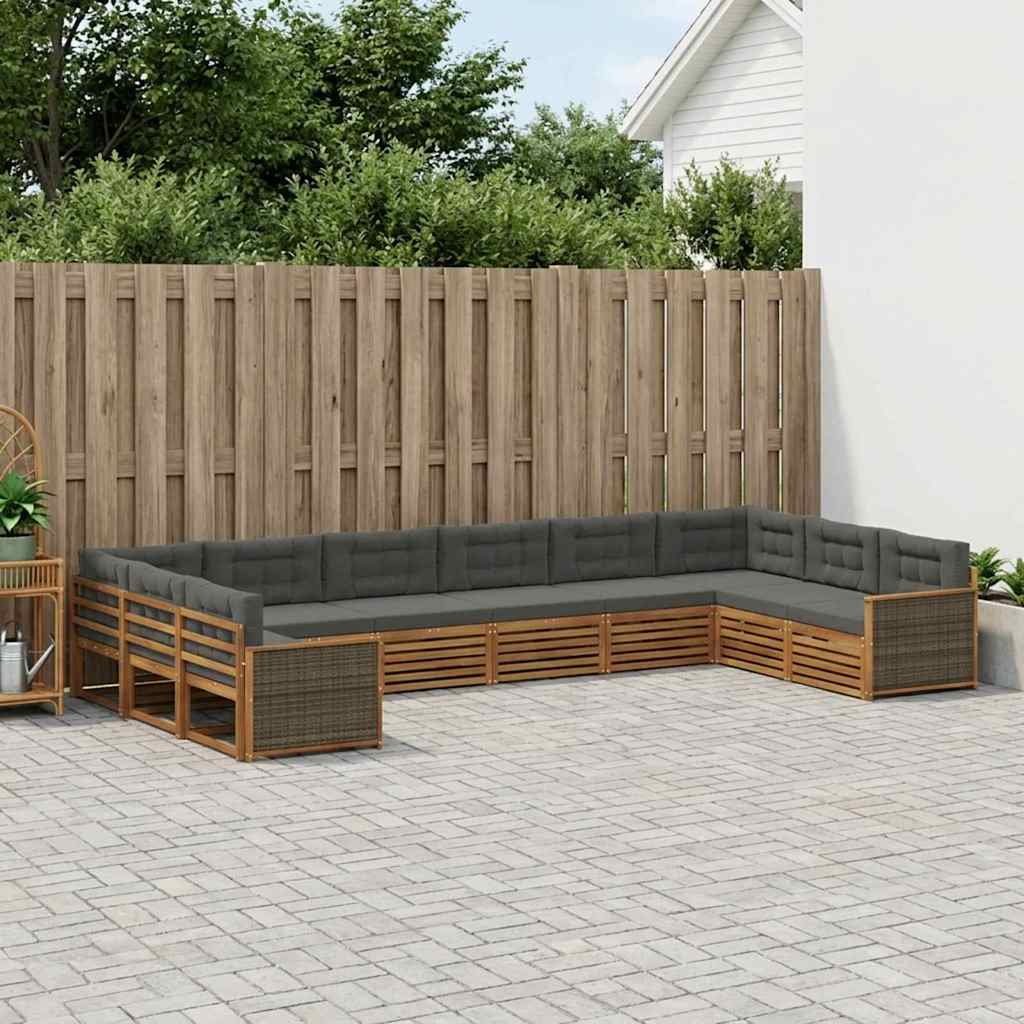 Setovi sofa s jastukom 10 pcs Čvrsto drvo akacije