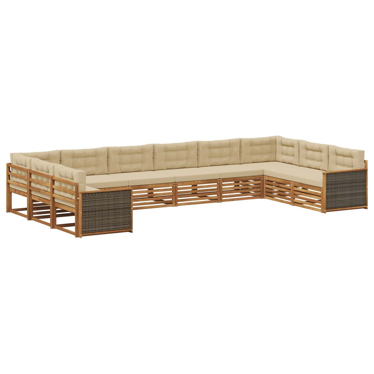 Setovi sofa s jastukom 10 pcs Čvrsto drvo akacije