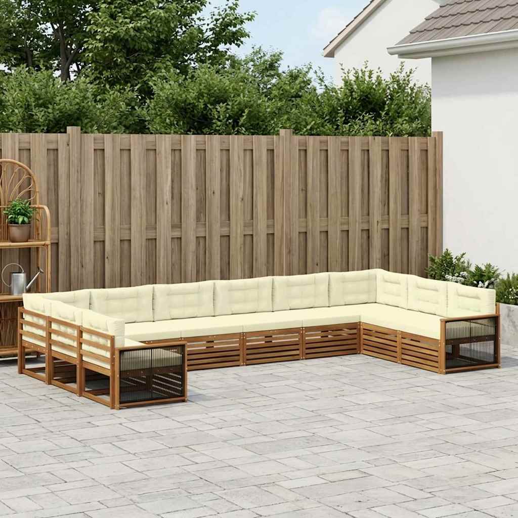 Setovi sofa s jastukom 10 pcs Čvrsto drvo akacije