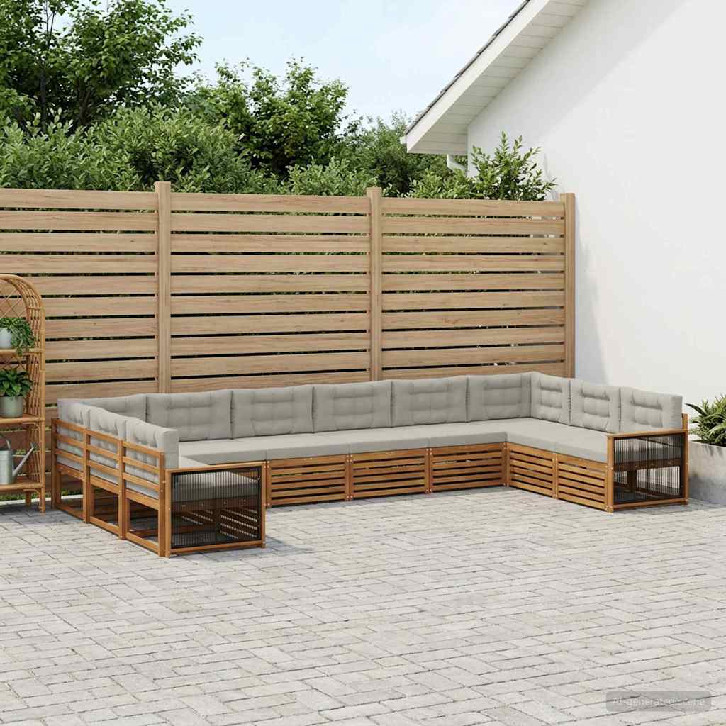 Setovi sofa s jastukom 10 pcs Čvrsto drvo akacije