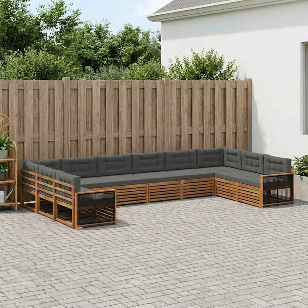 Setovi sofa s jastukom 10 pcs Čvrsto drvo akacije