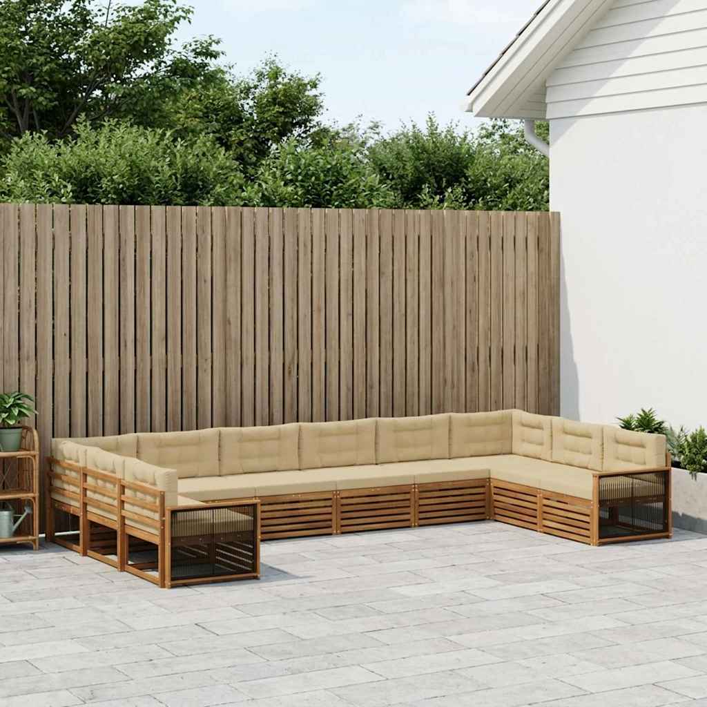 Setovi sofa s jastukom 10 pcs Čvrsto drvo akacije