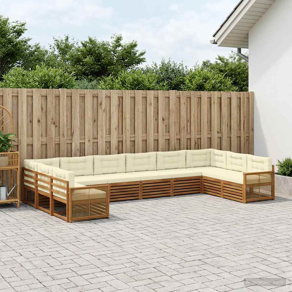 Setovi sofa s jastukom 10 pcs Čvrsto drvo akacije