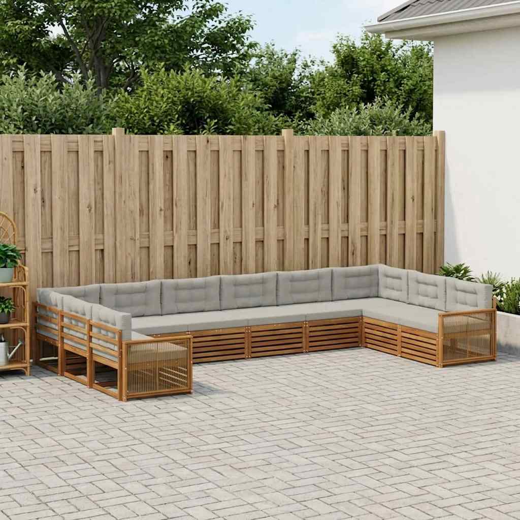 Setovi sofa 10 kom. Čvrsto drvo akacije