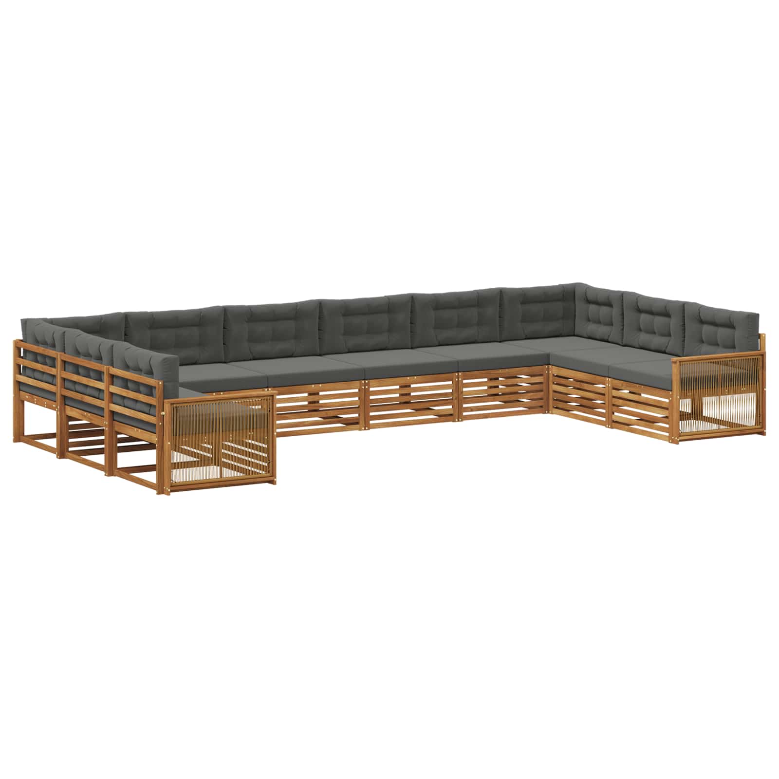 Setovi sofa s jastukom 10 pcs Čvrsto drvo akacije