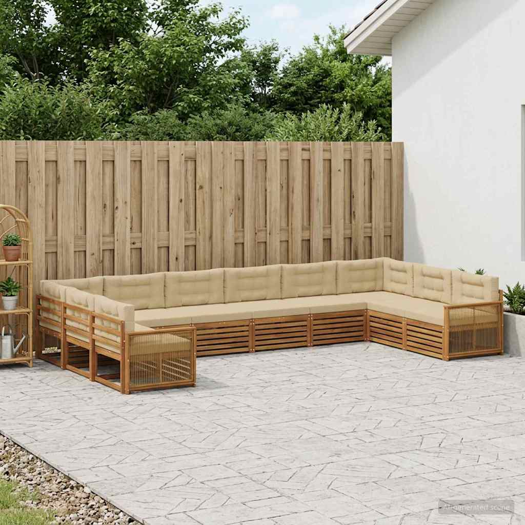 Setovi sofa 10 kom. Čvrsto drvo akacije