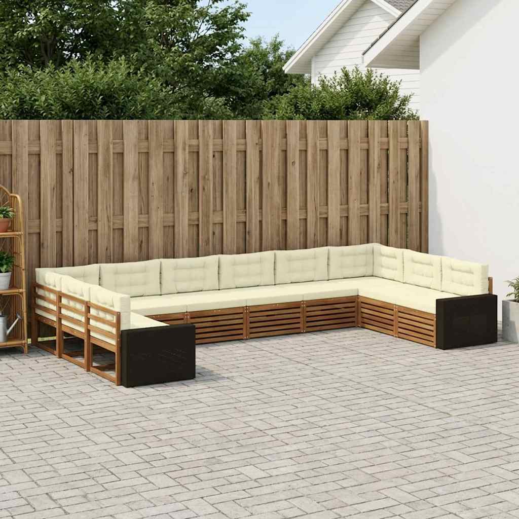 Setovi sofa s jastukom 10 pcs Čvrsto drvo akacije
