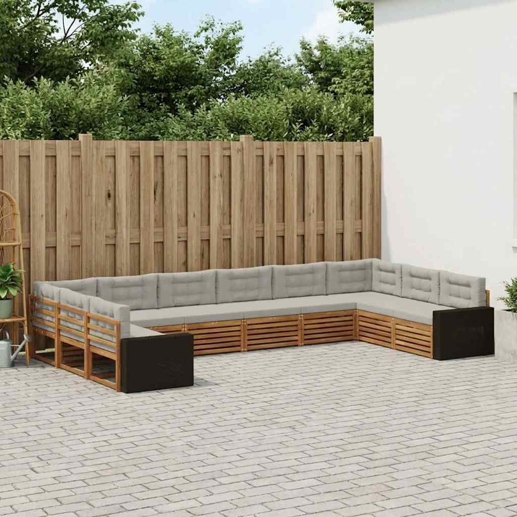 Setovi sofa s jastukom 10 pcs Čvrsto drvo akacije