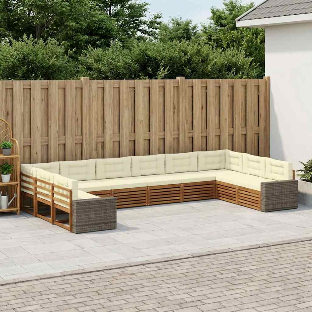 Setovi sofa s jastukom 10 pcs Čvrsto drvo akacije