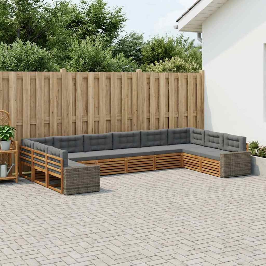 Setovi sofa 10 kom. Čvrsto drvo akacije