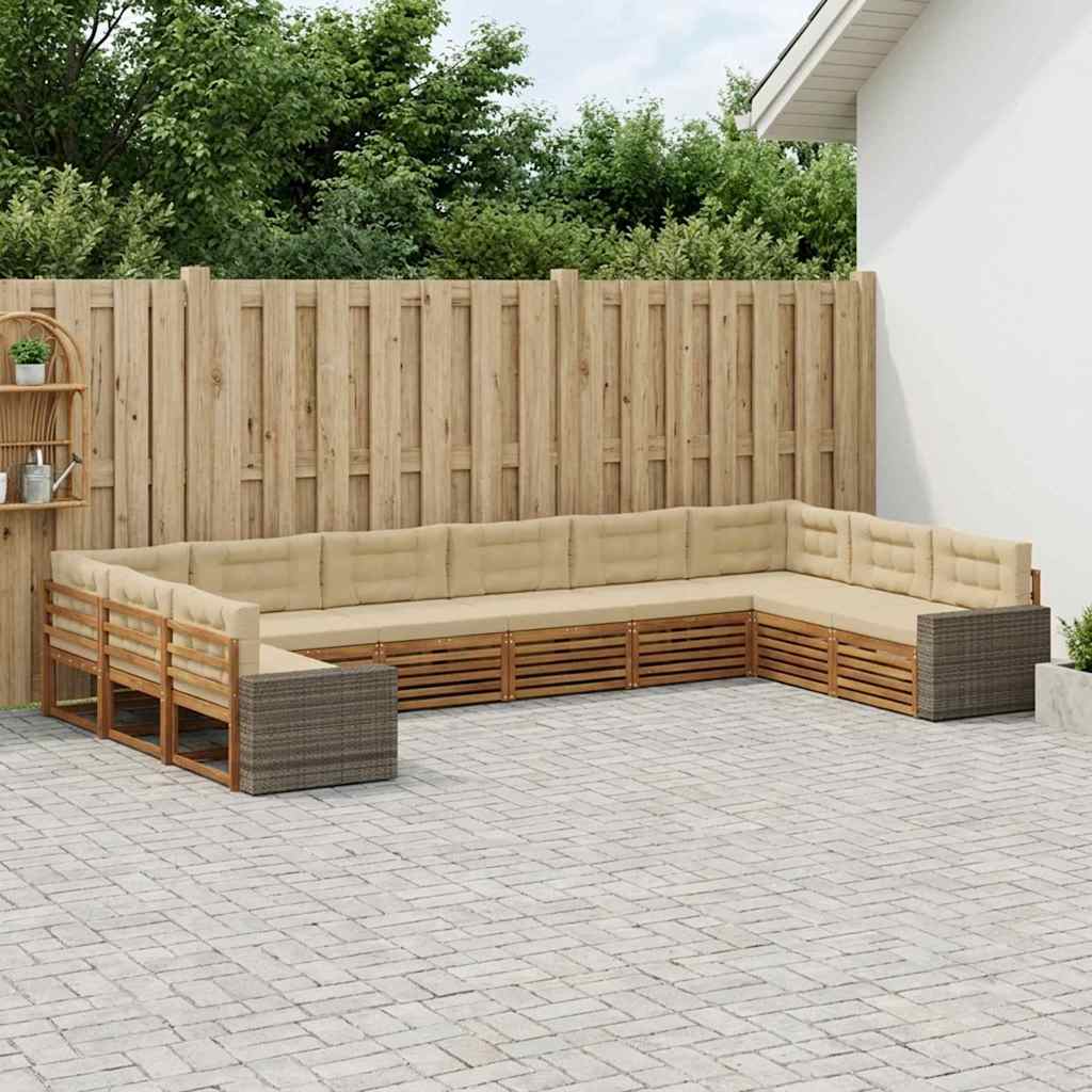 Setovi sofa 10 kom. Čvrsto drvo akacije