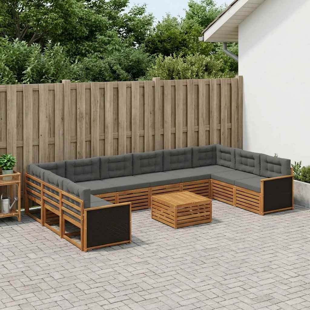 Setovi sofa s jastukom 11 pcs Čvrsto drvo akacije