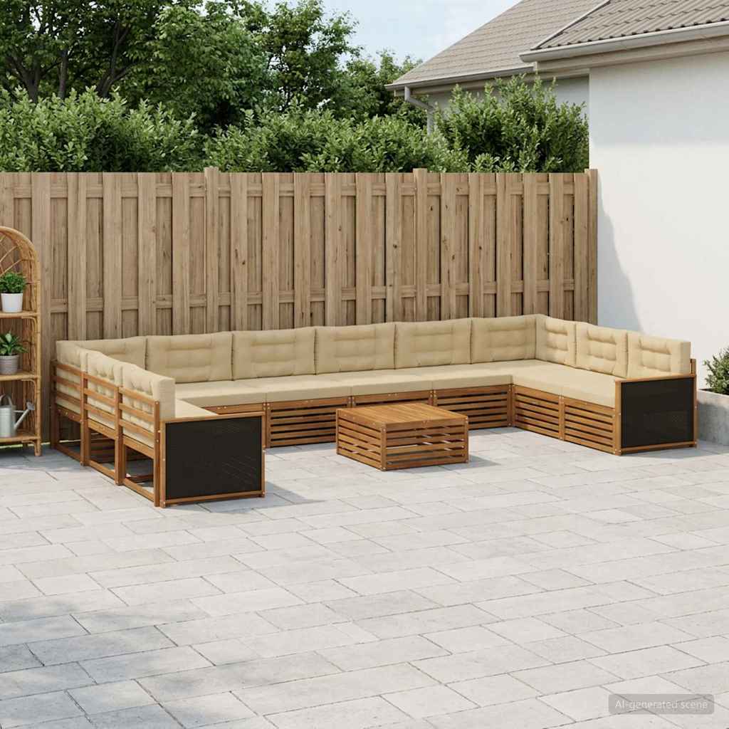 Setovi sofa s jastukom 11 pcs Čvrsto drvo akacije