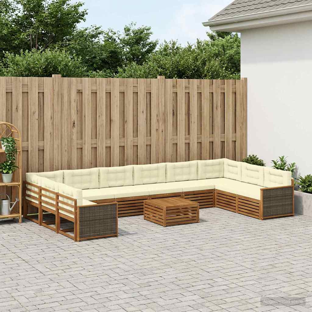 Setovi sofa 11 kom. Čvrsto drvo akacije