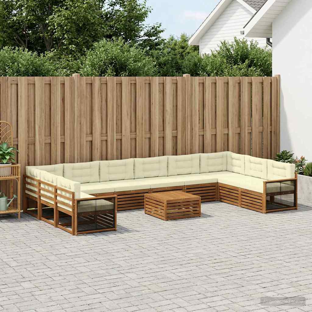 Setovi sofa 11 kom. Čvrsto drvo akacije