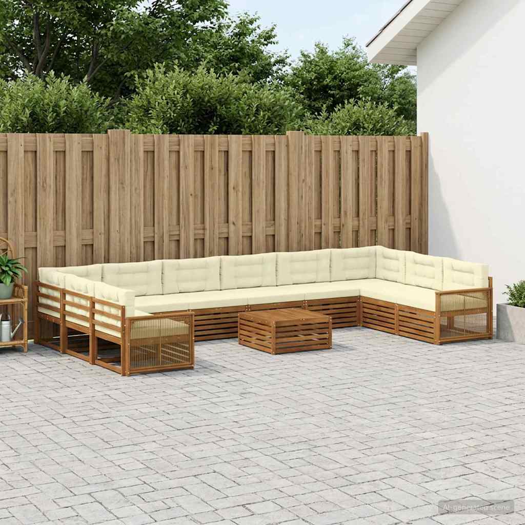 Setovi sofa 11 kom. Čvrsto drvo akacije