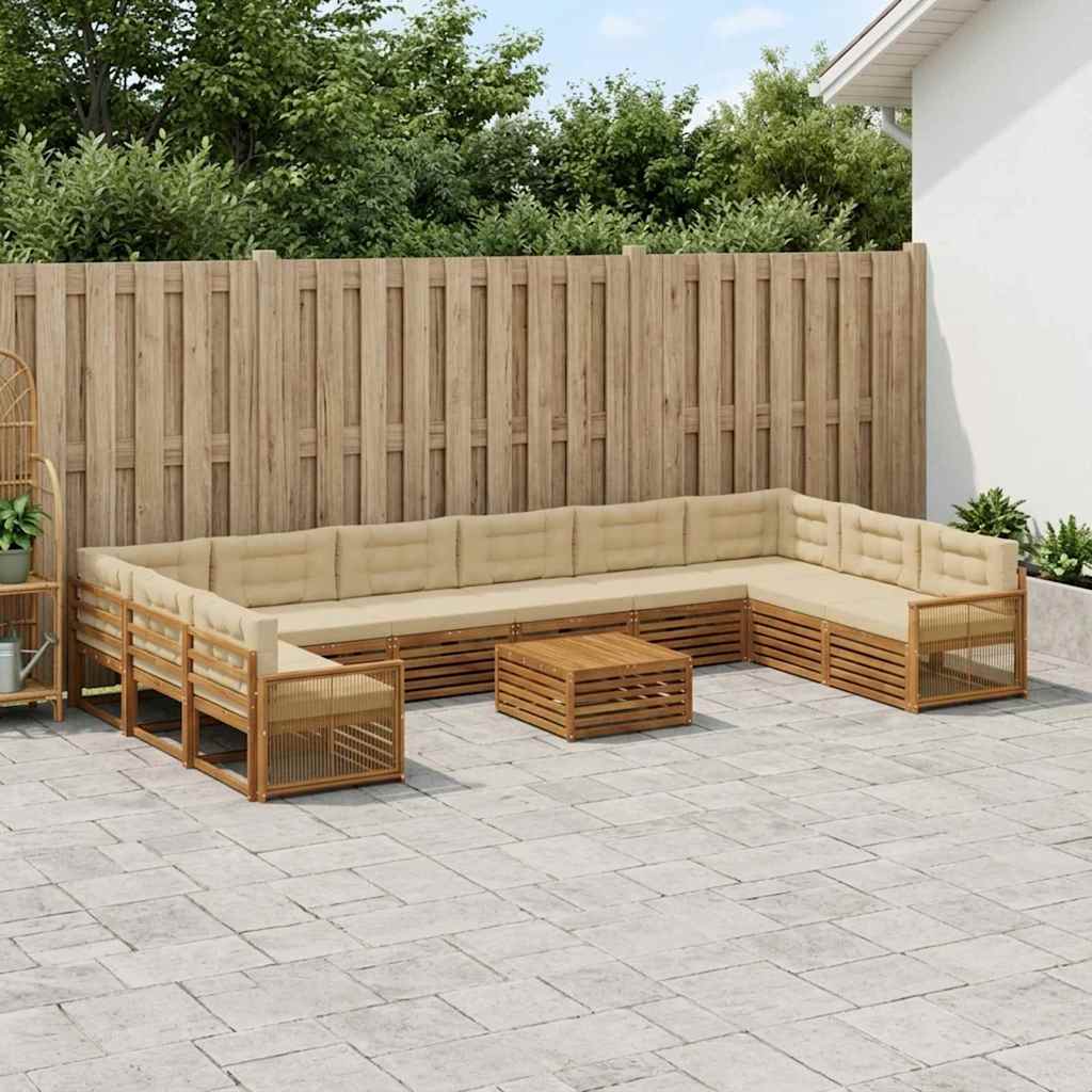 Setovi sofa 11 kom. Čvrsto drvo akacije