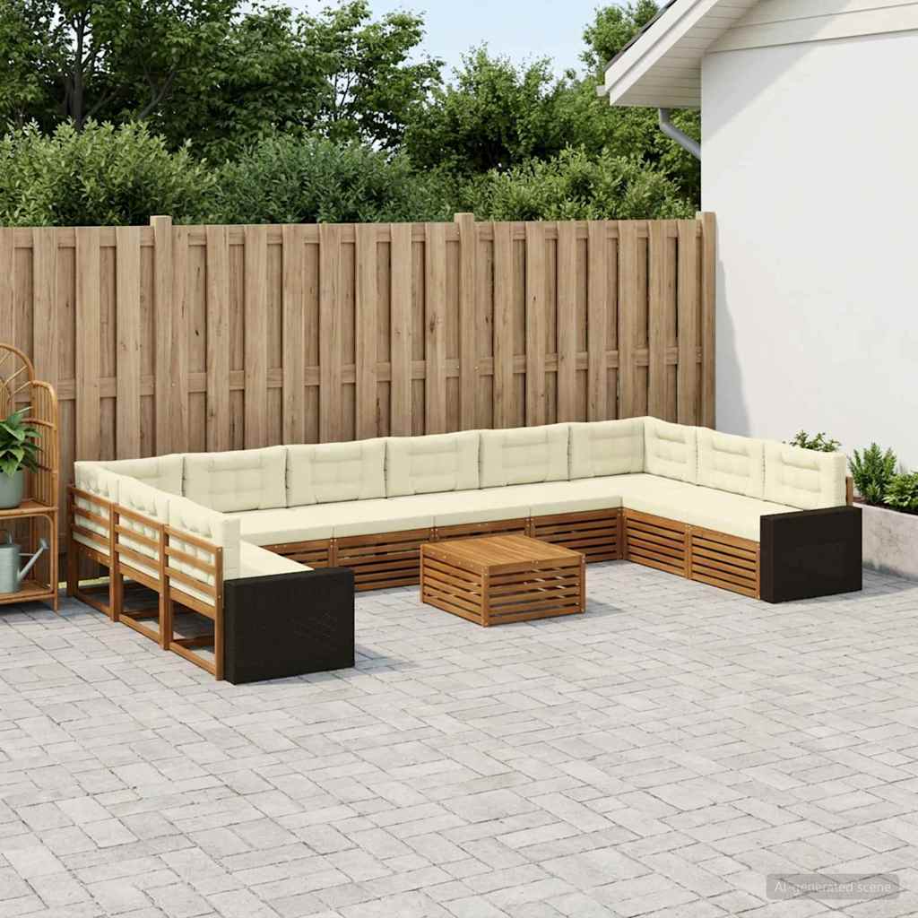 Setovi sofa 11 kom. Čvrsto drvo akacije