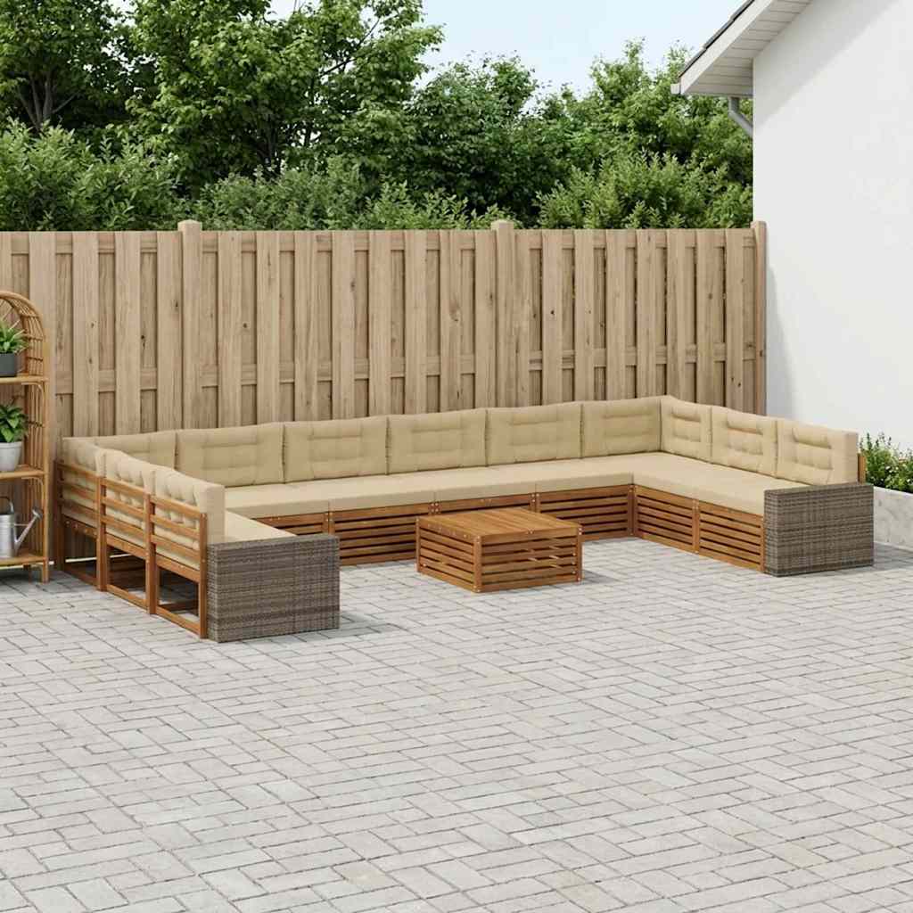 Setovi sofa 11 kom. Čvrsto drvo akacije