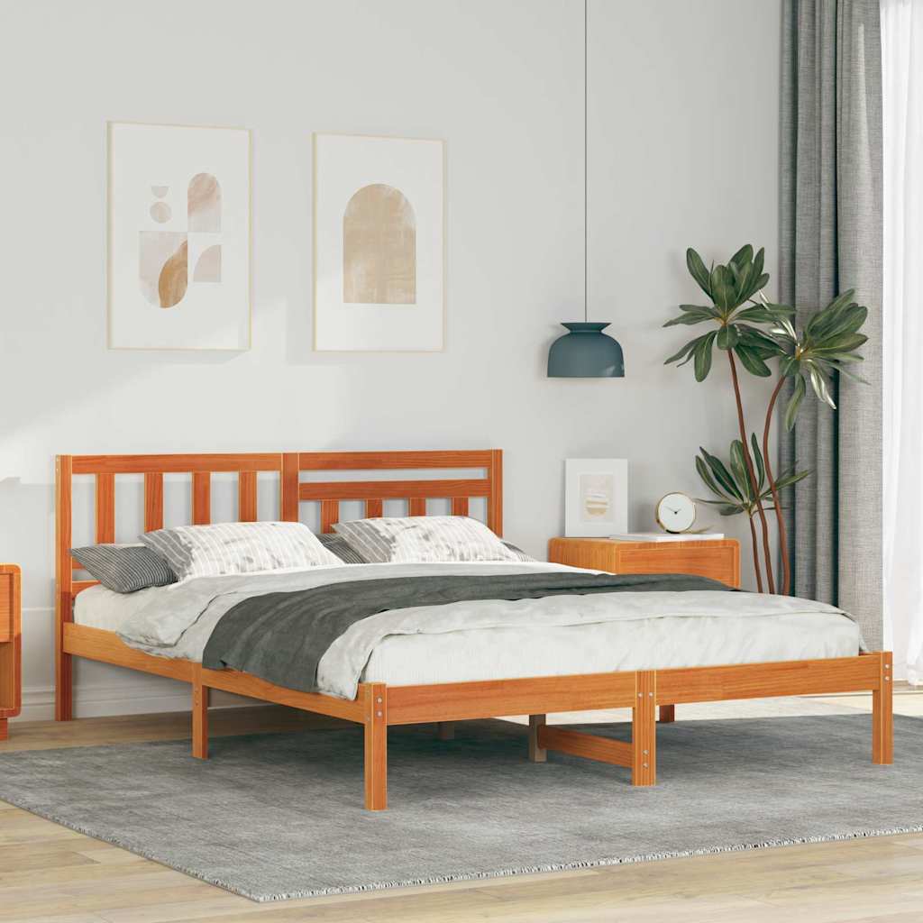 Krevetna konstrukcija s uzglavljem Voštano smeđa 135 x 190 cm